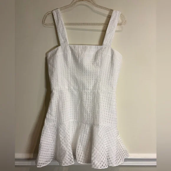 Amanda Uprichard Annalise Gingham Organza Mini Dress in White Size Medium - Picture 5 of 9